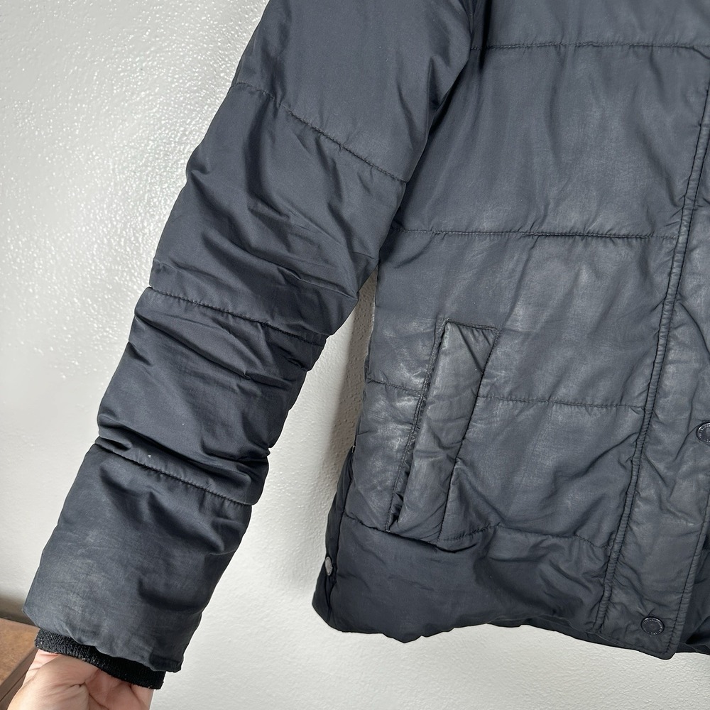 Abercrombie & Fitch Y2K Puffer Jacket Womens Sz XS Black Fur Trim Lined Quilted - Picture 3 of 9